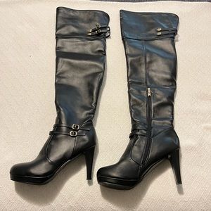 Wish, Black, Over-the-Knee, Platform High Heel Boots.